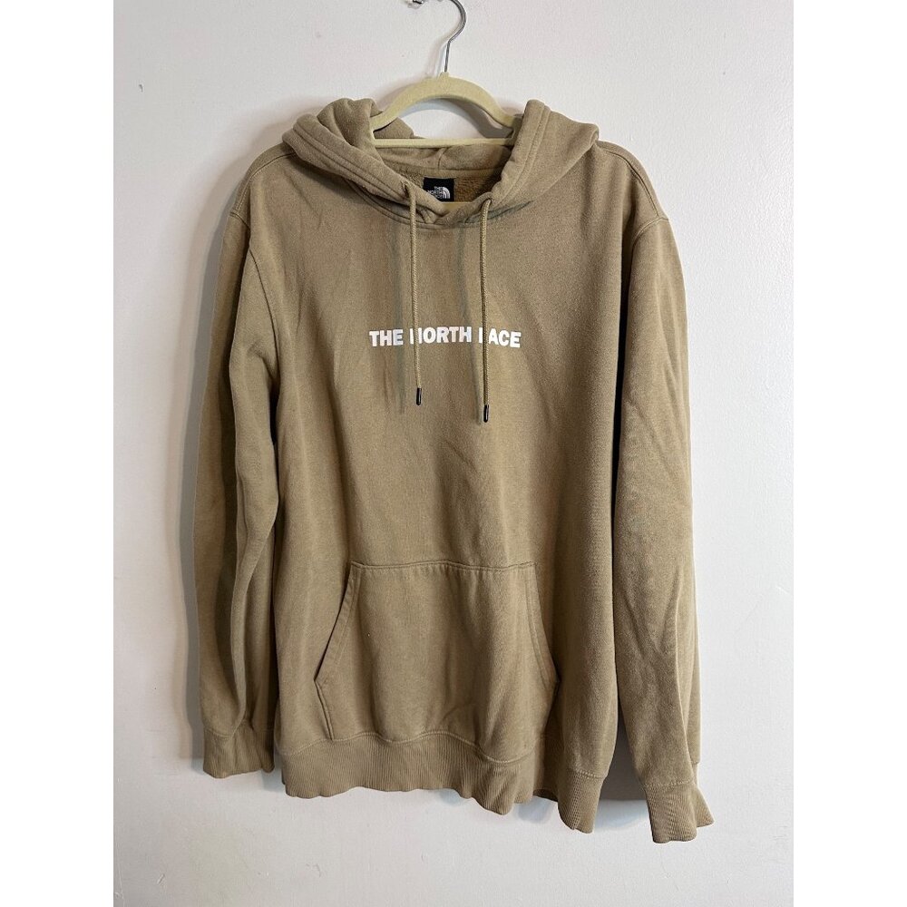 The North Face Mens XL Tan Hoodie Graphic Logo Pullover Sweatshirt